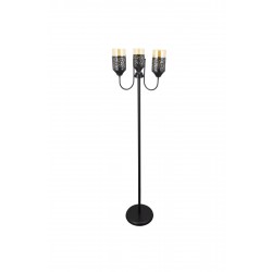 LedDevi Metal 3'lü Papatya Model Eskitme Kaplamalı Özel Tasarım Siyah Bal Camlı Lambader