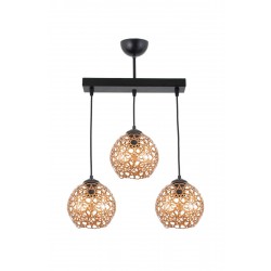 LedDevi Üçlü Selçuklu Top Motif Yıldız Ferforje Model Retro Rustik Sarkıt Avize