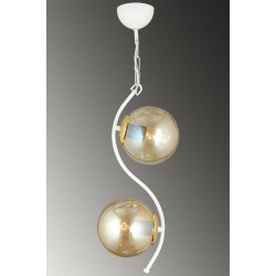  LedDevi İkili Modern Glop Camlı Kıvrım Model Beyaz Sarkıt Avize 